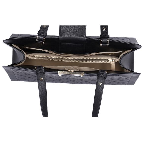 CHANEL Large Label Click Shopper Tote Black Stitched Grained Calfskin - Picture 6 of 9